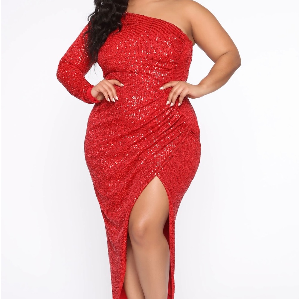 “And The Winner Is Sequin Maxi Dress” - Red; Fashion Nova